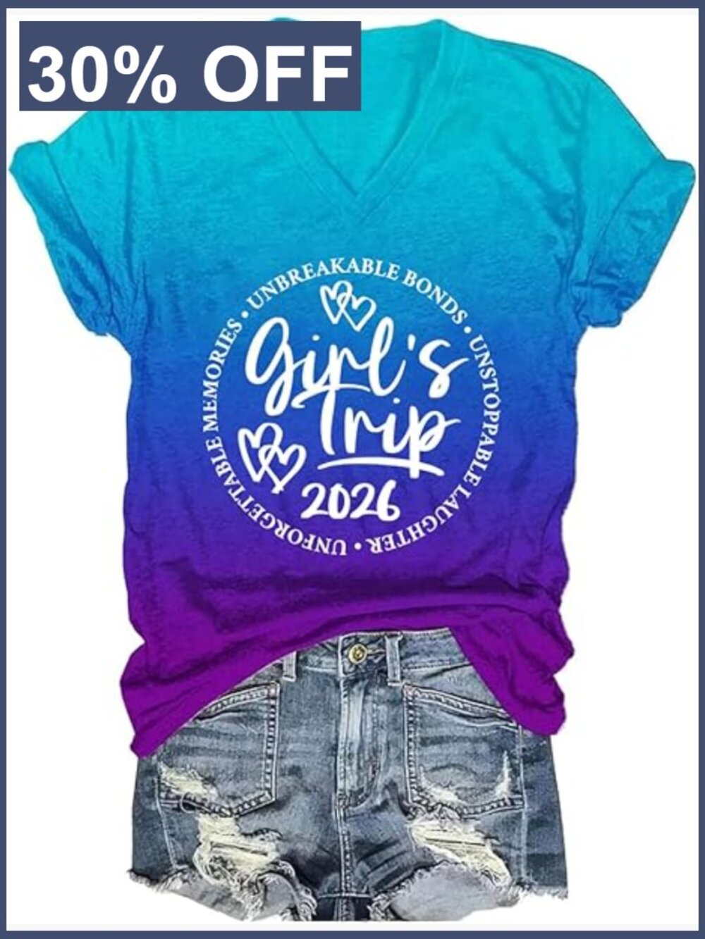 Girls Trip Tshirt V Neck Summer Vacation Travel Weekend Tee Funny Saying